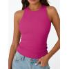 imageTrendy Queen Womens Tank Tops Summer Workout Racerback Ribbed Shirts Beach Vacation Outfits Spring Fashion Y2k ClothesHotpink
