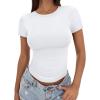 imageTrendy Queen Womens Basic T Shirts Summer Tops 2025 Crop Short Sleeve Slim Fit Tee Cute Gym Workout ClothesWhite