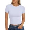 imageTrendy Queen Womens Short Sleeve T Shirts Summer Crop Tops Basic Slim Fit Gym Workout Y2k ClothesOffwhite