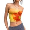 imageTrendy Queen Womens Tube Tops Strapless Crop Tops Basic Backless Sleeveless Bandeau Going Out Cute 2025 Summer OutfitsFloralorange