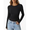 imageTrendy Queen Womens Long Sleeve TShirts Basic Crop Tops 2025 Fall Fashion Outfits Going Out Winter ClothesBlack