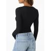 imageTrendy Queen Womens Long Sleeve TShirts Basic Crop Tops 2025 Fall Fashion Outfits Going Out Winter ClothesBlack