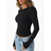 imageTrendy Queen Womens Long Sleeve TShirts Basic Crop Tops 2025 Fall Fashion Outfits Going Out Winter ClothesBlack