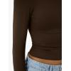 imageTrendy Queen Womens Long Sleeve TShirts Basic Crop Tops 2025 Fall Fashion Outfits Going Out Winter ClothesBrown