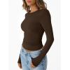 imageTrendy Queen Womens Long Sleeve TShirts Basic Crop Tops 2025 Fall Fashion Outfits Going Out Winter ClothesBrown