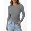imageTrendy Queen Womens Long Sleeve TShirts Basic Crop Tops 2025 Fall Fashion Outfits Going Out Winter ClothesGrey