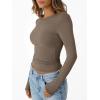 imageTrendy Queen Womens Long Sleeve TShirts Basic Crop Tops 2025 Fall Fashion Outfits Going Out Winter ClothesKhaki
