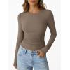 imageTrendy Queen Womens Long Sleeve TShirts Basic Crop Tops 2025 Fall Fashion Outfits Going Out Winter ClothesKhaki