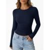 imageTrendy Queen Womens Long Sleeve TShirts Basic Crop Tops 2025 Fall Fashion Outfits Going Out Winter ClothesNavy Blue
