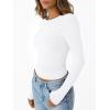 imageTrendy Queen Womens Long Sleeve TShirts Basic Crop Tops 2025 Fall Fashion Outfits Going Out Winter ClothesWhite