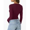 imageTrendy Queen Womens Long Sleeve TShirts Basic Crop Tops 2025 Fall Fashion Outfits Going Out Winter ClothesWine