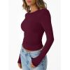 imageTrendy Queen Womens Long Sleeve TShirts Basic Crop Tops 2025 Fall Fashion Outfits Going Out Winter ClothesWine