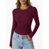 imageTrendy Queen Womens Long Sleeve TShirts Basic Crop Tops 2025 Fall Fashion Outfits Going Out Winter ClothesWine
