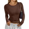 imageTrendy Queen Womens Long Sleeve TShirts Basic Crop Tops 2025 Fall Fashion Outfits Going Out Winter ClothesCocoa