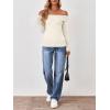 imageTrendy Queen Off The Shoulder Sweater for Women Cute Fall Going Out Tops Pullover Knit 2025 Sexy Date Night OutfitsBeige