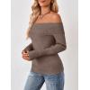 imageTrendy Queen Off The Shoulder Sweater for Women Cute Fall Going Out Tops Pullover Knit 2025 Sexy Date Night OutfitsNutmeg