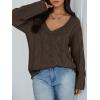 imageTrendy Queen Oversized Long Sleeve V Neck Cable Knit SweatersChocolate Brown