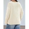 imageTrendy Queen Oversized Long Sleeve V Neck Cable Knit SweatersCream