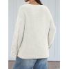 imageTrendy Queen Oversized Long Sleeve V Neck Cable Knit SweatersOffwhite