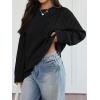 imageTrendy Queen Womens Oversized Cable Knit Crewneck Sweaters Cozy Winter ClothesBlack