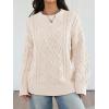 imageTrendy Queen Womens Oversized Cable Knit Crewneck Sweaters Cozy Winter ClothesCream