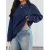 imageTrendy Queen Womens Oversized Cable Knit Crewneck Sweaters Cozy Winter ClothesNavy Blue
