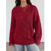 imageTrendy Queen Womens Oversized Cable Knit Crewneck Sweaters Cozy Winter ClothesRed