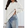 imageTrendy Queen Womens Oversized Cable Knit Crewneck Sweaters Cozy Winter ClothesWhite