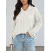 imageTrendy Queen Womens Oversized Cable Knit Quarter Zip Up Pullover Sweaters 2025Offwhite