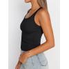 imageTrendy Queen Womens Summer Tank Tops Square Neck Ribbed Sleeveless Basic Crop Going Out Slim Fitted Y2k Clothes 2025Black