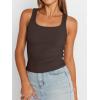 imageTrendy Queen Womens Summer Tank Tops Square Neck Ribbed Sleeveless Basic Crop Going Out Slim Fitted Y2k Clothes 2025Coffee