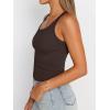 imageTrendy Queen Womens Summer Tank Tops Square Neck Ribbed Sleeveless Basic Crop Going Out Slim Fitted Y2k Clothes 2025Coffee
