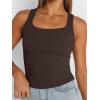 imageTrendy Queen Womens Summer Tank Tops Square Neck Ribbed Sleeveless Basic Crop Going Out Slim Fitted Y2k Clothes 2025Coffee