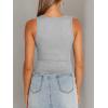 imageTrendy Queen Womens Summer Tank Tops Square Neck Ribbed Sleeveless Basic Crop Going Out Slim Fitted Y2k Clothes 2025Grey