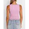 imageTrendy Queen Womens Summer Tank Tops Square Neck Ribbed Sleeveless Basic Crop Going Out Slim Fitted Y2k Clothes 2025Pink