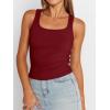 imageTrendy Queen Womens Summer Tank Tops Square Neck Ribbed Sleeveless Basic Crop Going Out Slim Fitted Y2k Clothes 2025Red