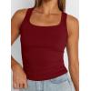 imageTrendy Queen Womens Summer Tank Tops Square Neck Ribbed Sleeveless Basic Crop Going Out Slim Fitted Y2k Clothes 2025Red