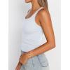 imageTrendy Queen Womens Summer Tank Tops Square Neck Ribbed Sleeveless Basic Crop Going Out Slim Fitted Y2k Clothes 2025White