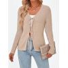 imageTrendy Queen Womens Tie Front Tops Fall Cardigan Sweaters 2025 Fashion Crochet Crop Winter Clothes Cute Y2K Casual OutfitsApricot