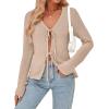 imageTrendy Queen Womens Tie Front Tops Fall Cardigan Sweaters 2025 Fashion Crochet Crop Winter Clothes Cute Y2K Casual OutfitsApricot
