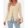 imageTrendy Queen Womens Tie Front Tops Fall Cardigan Sweaters 2025 Fashion Crochet Crop Winter Clothes Cute Y2K Casual OutfitsCream