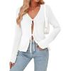 imageTrendy Queen Womens Tie Front Tops Fall Cardigan Sweaters 2025 Fashion Crochet Crop Winter Clothes Cute Y2K Casual OutfitsWhite
