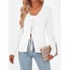 imageTrendy Queen Womens Tie Front Tops Fall Cardigan Sweaters 2025 Fashion Crochet Crop Winter Clothes Cute Y2K Casual OutfitsWhite