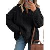 imageTrendy Queen Womens Oversized Cable Knit Quarter Zip Up Pullover Sweaters 2025Black