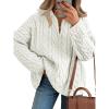 imageTrendy Queen Womens Oversized Cable Knit Quarter Zip Up Pullover Sweaters 2025Offwhite