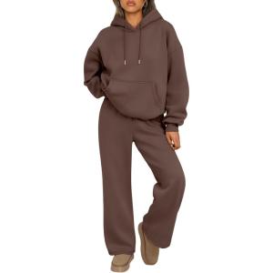 imageTrendy Queen Womens 2 Piece Outfits Lounge Fall Fashion Sets Oversized Sweatshirts Wide Leg Pants Sweatsuits Winter ClothesChocolate Brown