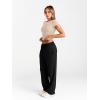 imageTrendy Queen 2 Piece Matching Summer Sweatsuit Lounge Set Womens Wide Leg Pants Side Ruching Crop Top SetsBeige Black