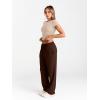 imageTrendy Queen 2 Piece Matching Summer Sweatsuit Lounge Set Womens Wide Leg Pants Side Ruching Crop Top SetsBeige Coffee