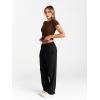 imageTrendy Queen 2 Piece Matching Summer Sweatsuit Lounge Set Womens Wide Leg Pants Side Ruching Crop Top SetsCoffee Black