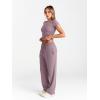 imageTrendy Queen 2 Piece Matching Summer Sweatsuit Lounge Set Womens Wide Leg Pants Side Ruching Crop Top SetsLilac